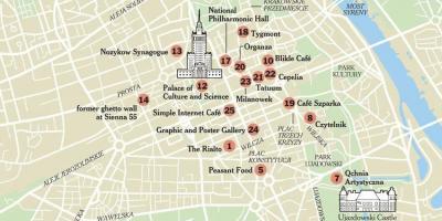 Linna vaatamisväärsusi Varssavi kaart