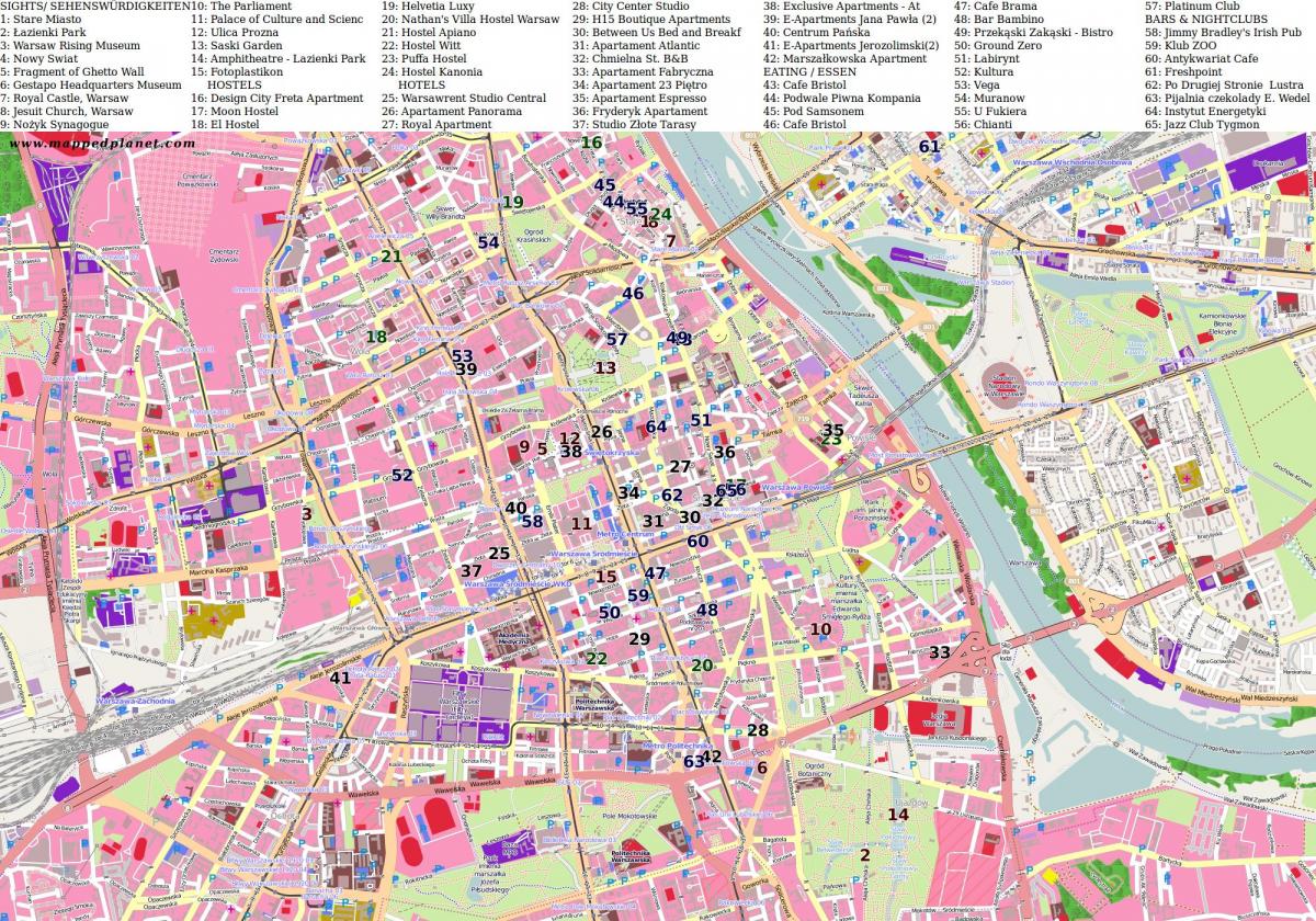 Kaart Varssavi linnas 
