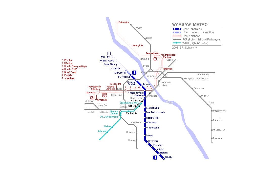 Varssavi metroo kaart